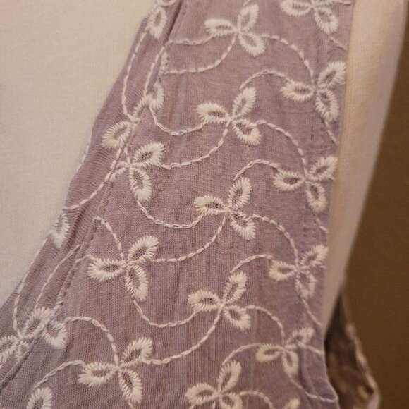 LOGO Lori Goldstein Midi Dress Eyelet Gray White Side Slit Casual Sleeveless XL - Picture 9 of 10